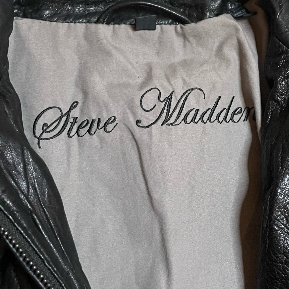 STEVE MADDEN Black Leather Jacket Buttery Soft XS Moto Vintage VTG Y2K - Picture 8 of 9